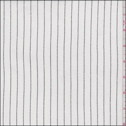 1 3/8 YD PC-Ivory/Black Dotted Stripe Rayon Georgette Fabric