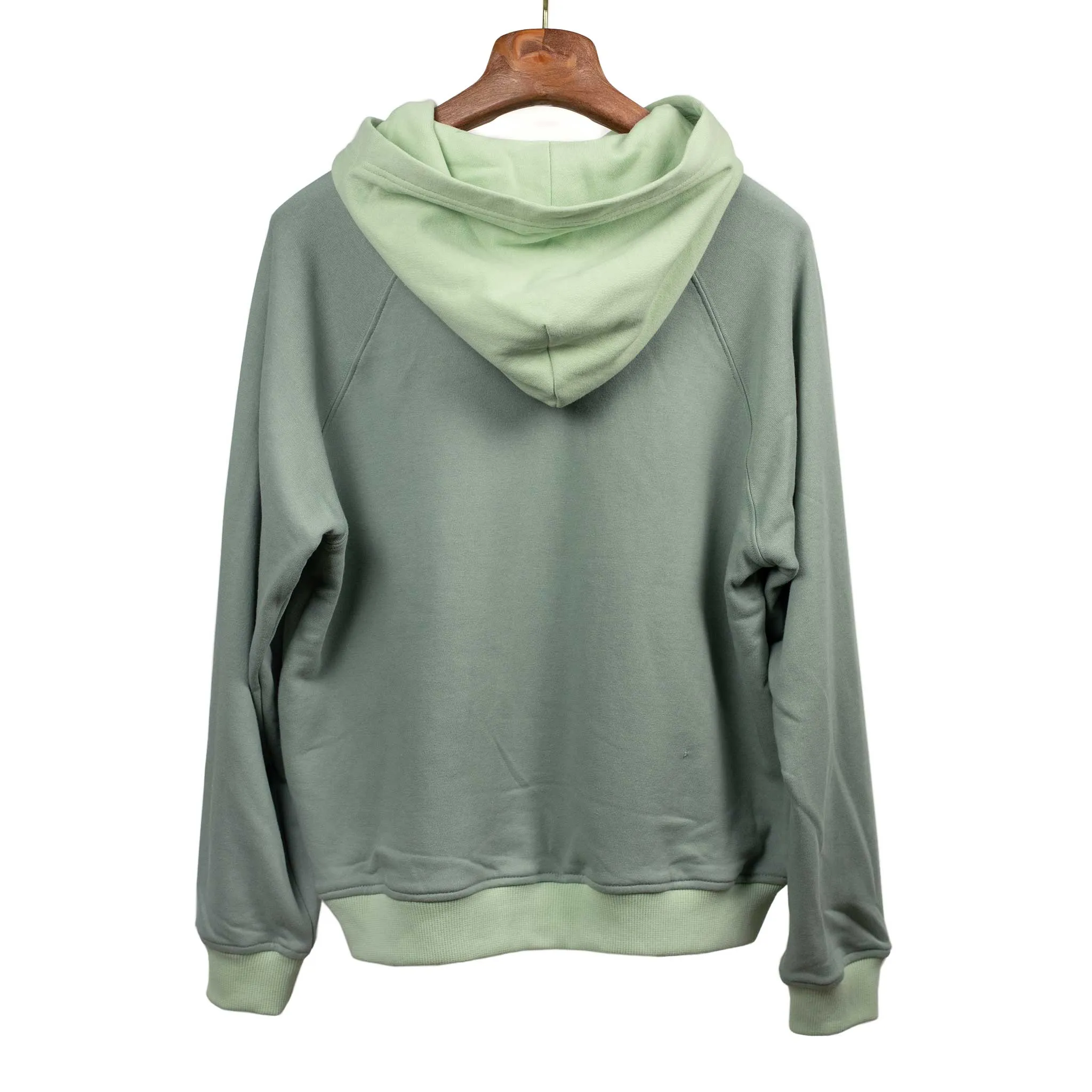 Alumni '49 hoodie in moss and seafoam green cotton