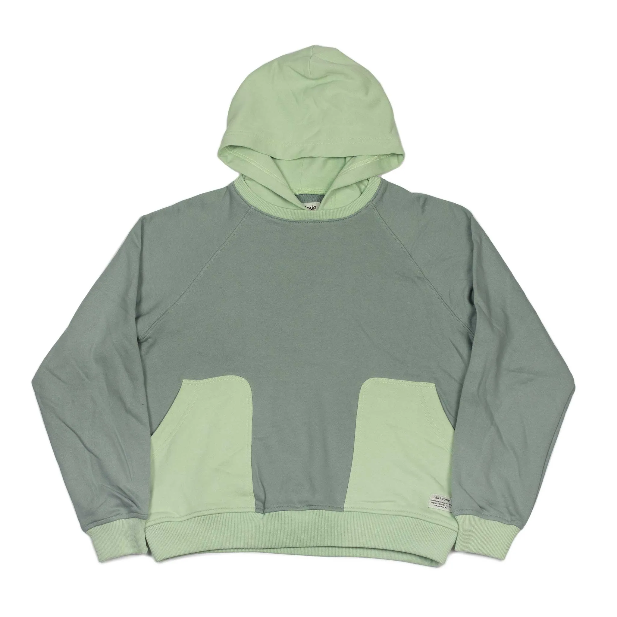 Alumni '49 hoodie in moss and seafoam green cotton