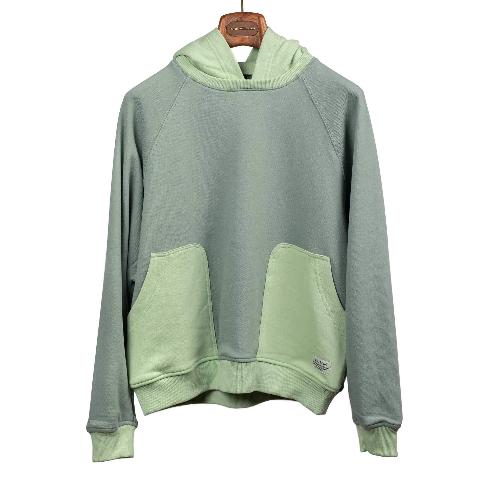 Alumni '49 hoodie in moss and seafoam green cotton