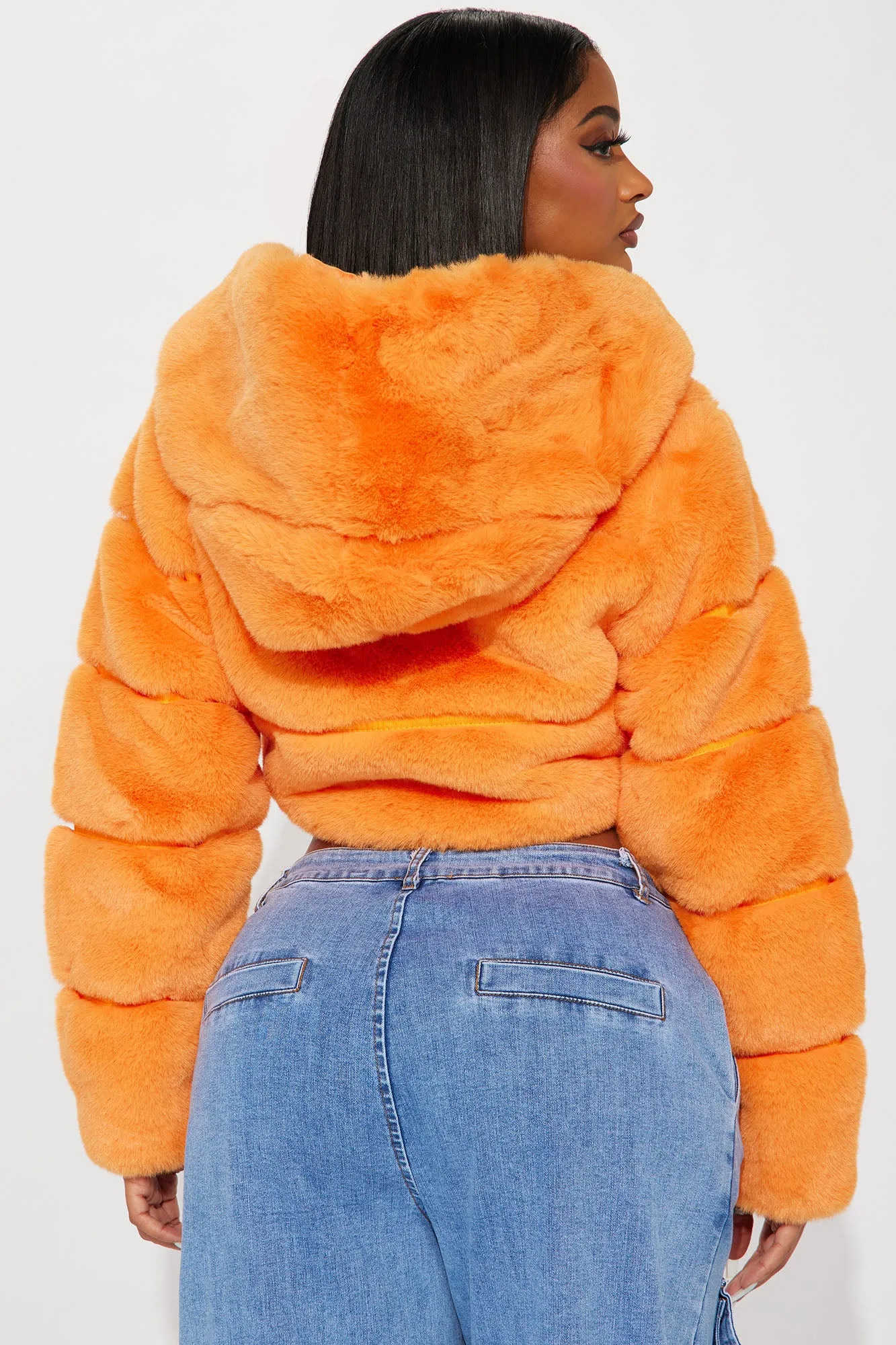 Artic Nights Faux Fur Hooded Jacket  - Orange