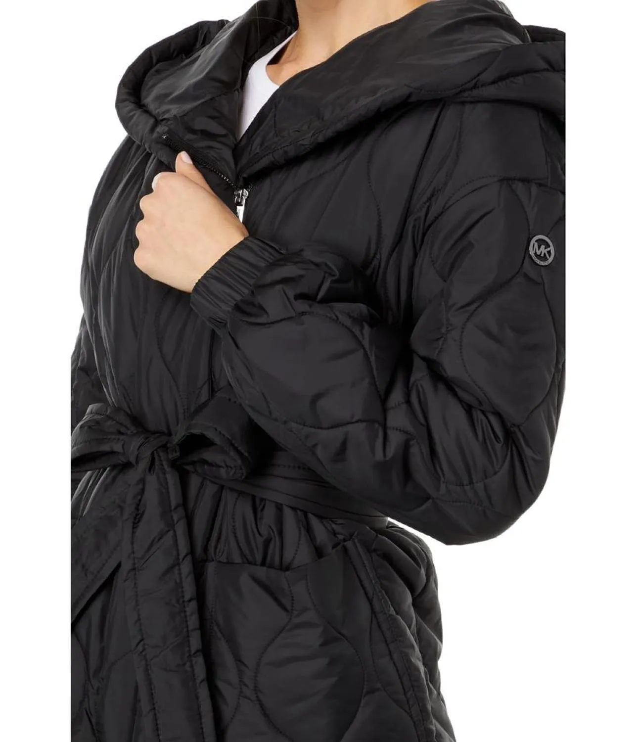 Belted Quilt with Hood Jacket M425737QZ