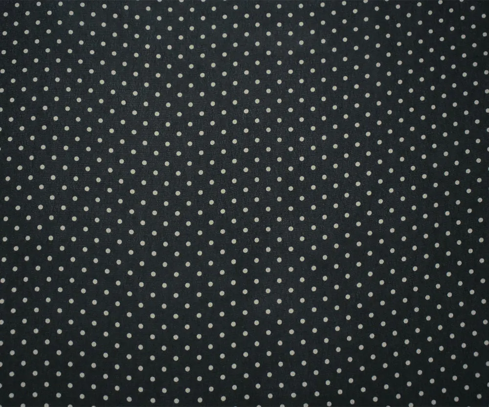 Black-Beige Polka Dots Printed Poly Chiffon Woven Fabric