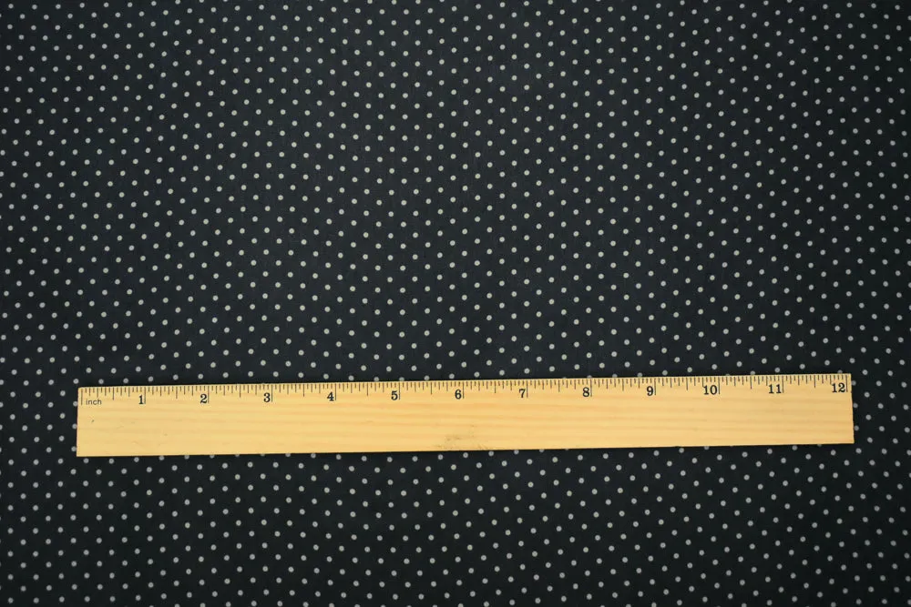 Black-Beige Polka Dots Printed Poly Chiffon Woven Fabric