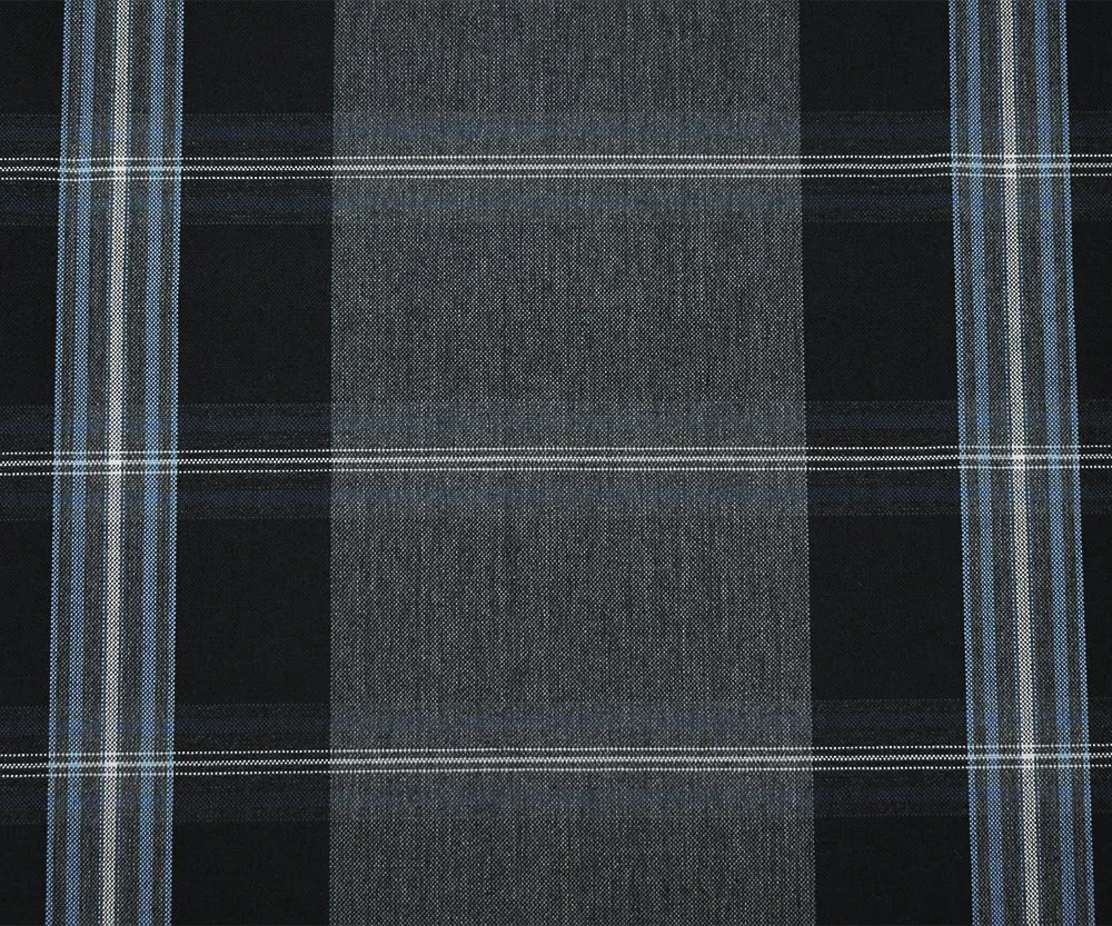 Black-Blue-Multi Wool-Polyester Plaid Woven Shirting Fabric