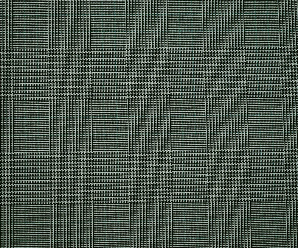 Black-Gray-Green Poly Wool Blend Glen Plaid Shirting Fabric