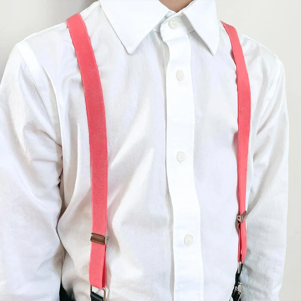 Boys' Coral Pink Skinny Suspenders