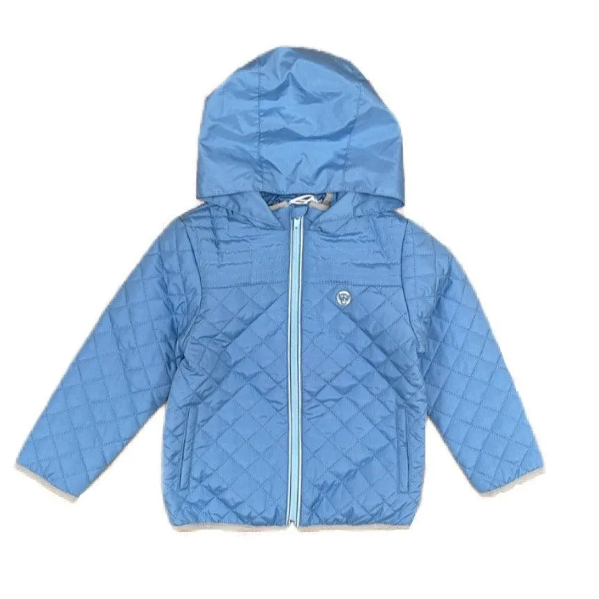 Boys Pale Blue Hooded Quilted Jacket