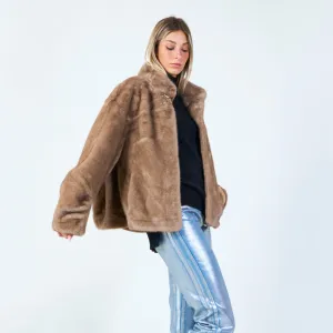 Chic cropped faux fur jacket wholesale