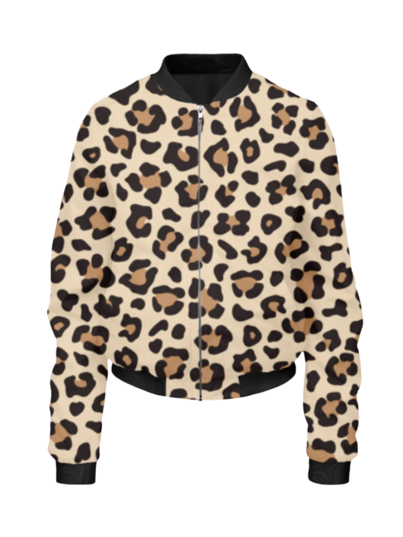 Chic Leopard Print Brown Bomber Jacket