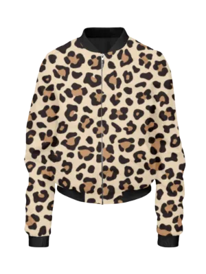 Chic Leopard Print Brown Bomber Jacket