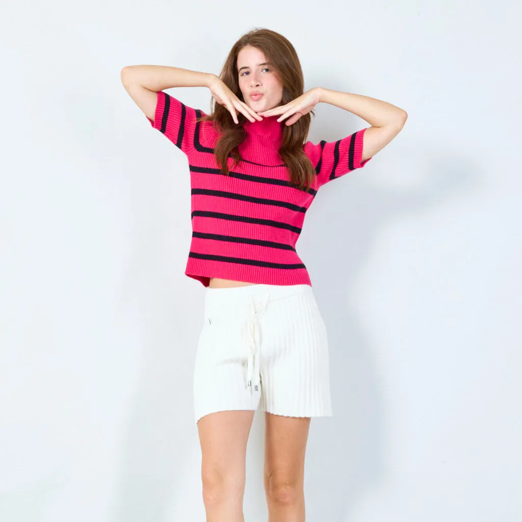 Classic ribbed short-sleeve sweater wholesale