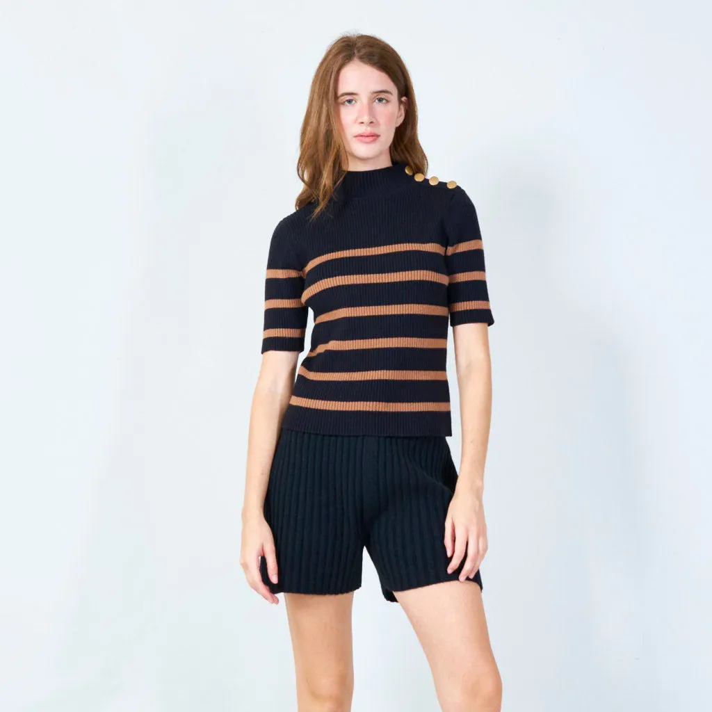 Classic ribbed short-sleeve sweater wholesale