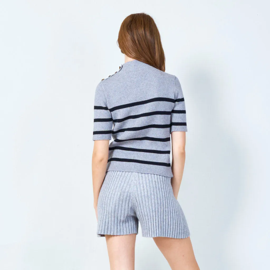 Classic ribbed short-sleeve sweater wholesale