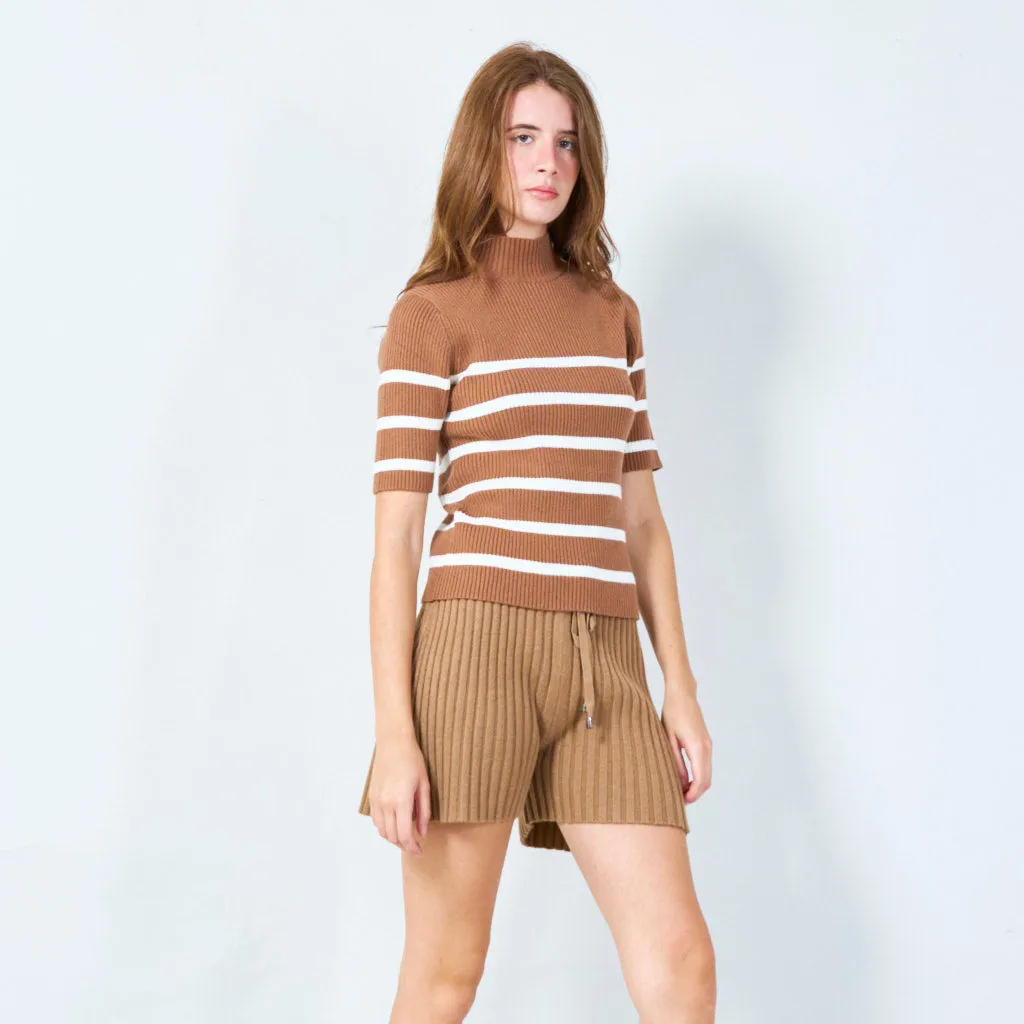 Classic ribbed short-sleeve sweater wholesale