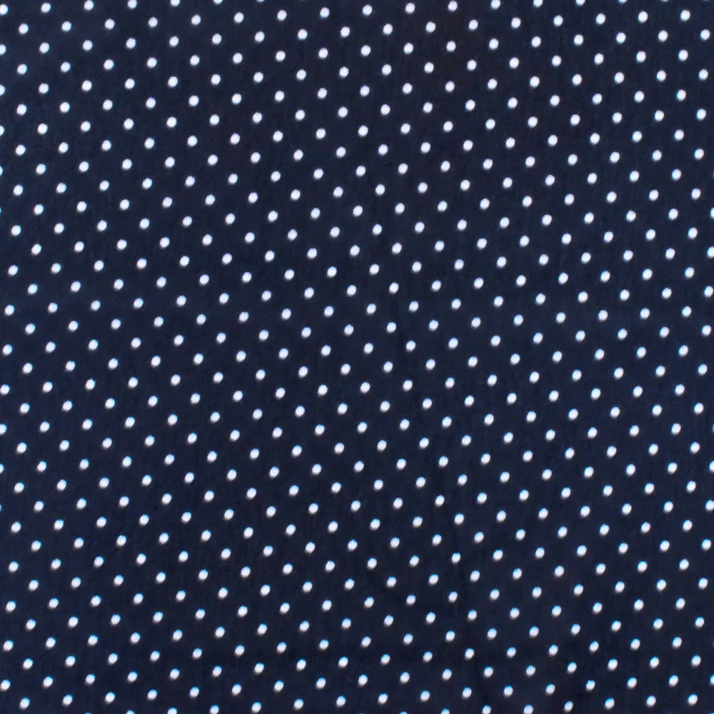 Dark Blue-White Dot Printed Polyester Chiffon Woven Fabric