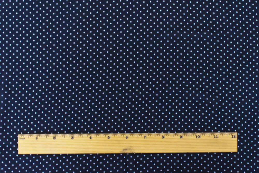 Dark Blue-White Dot Printed Polyester Chiffon Woven Fabric