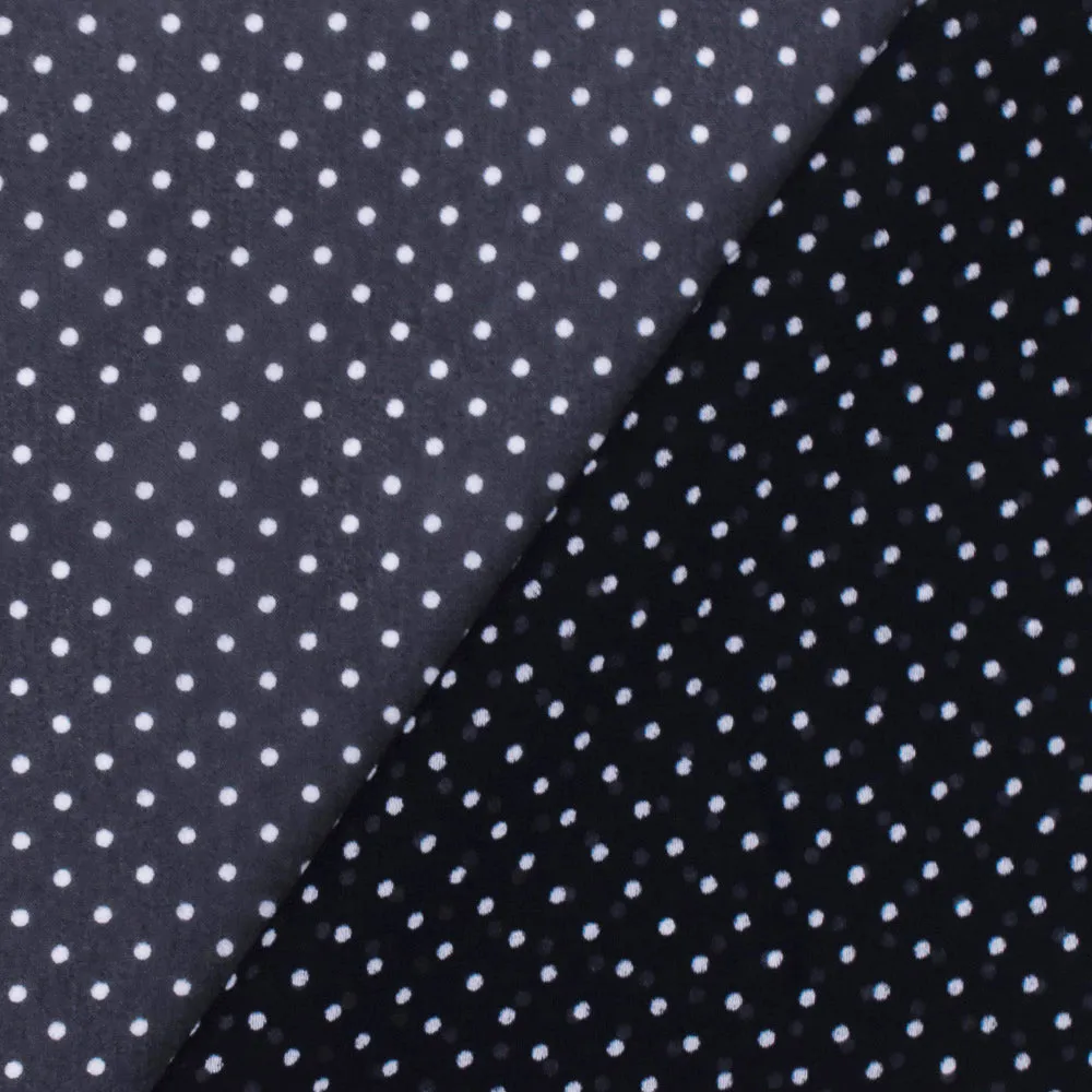 Dark Blue-White Dot Printed Polyester Chiffon Woven Fabric