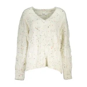 Desigual Chic Contrast V-Neck Sweater with Logo Detail