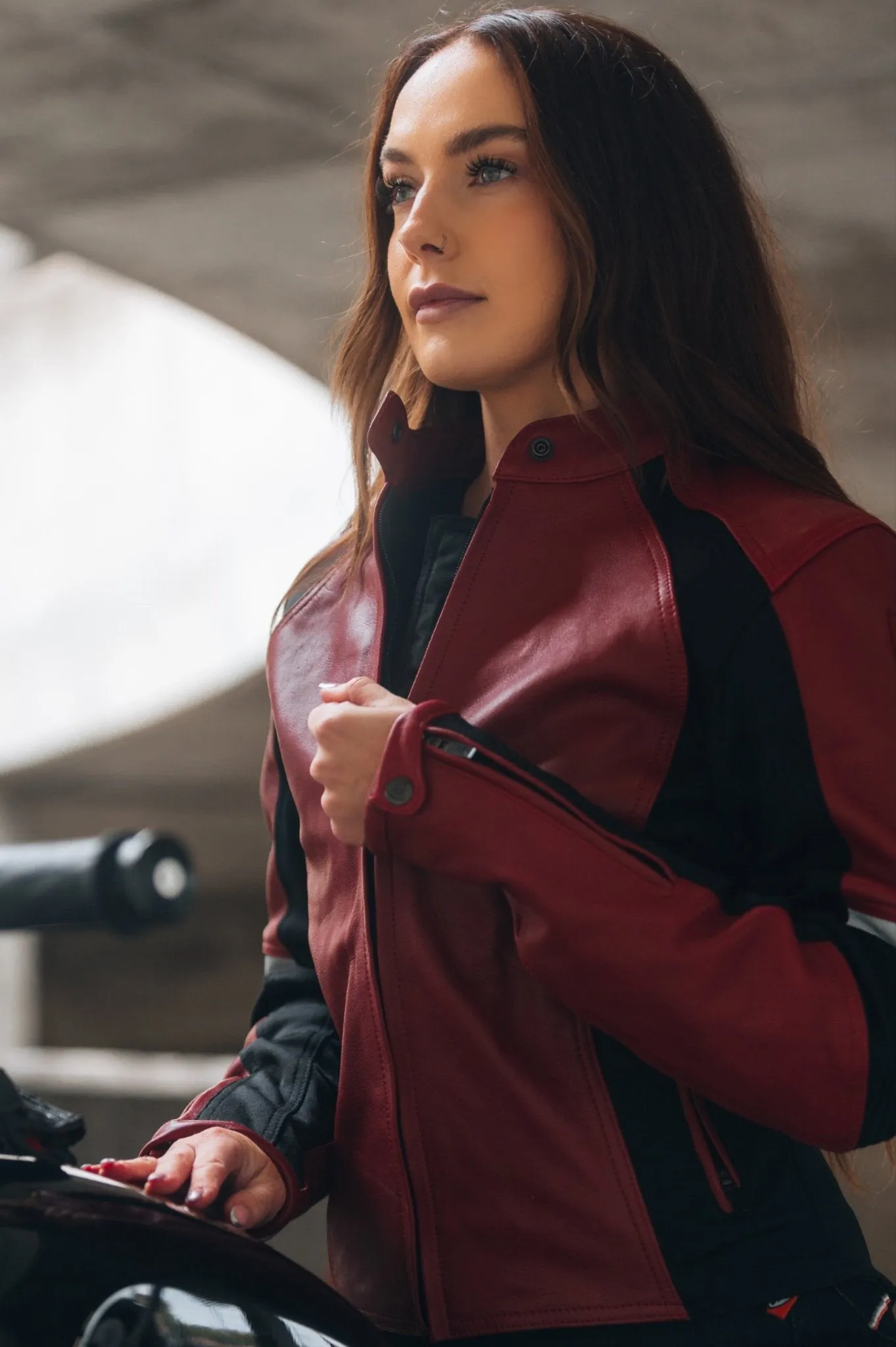 FIONA RED - Women's Motorcycle Leather Jacket