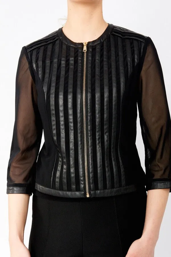 Frank Lyman Zipper Closure Striped Jacket