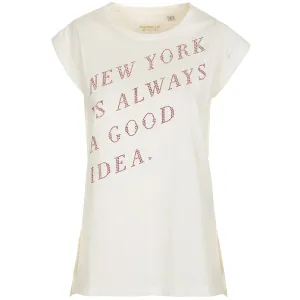 Fred Mello Elegant Rhinestone Studded White Tee