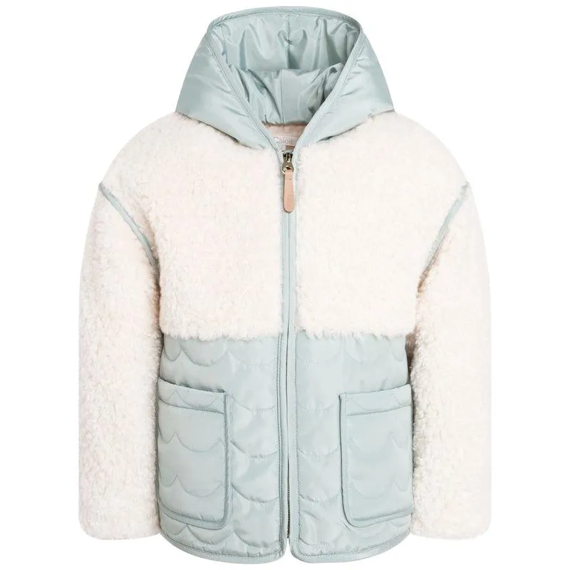 Girls Green Quilted Hooded Jacket