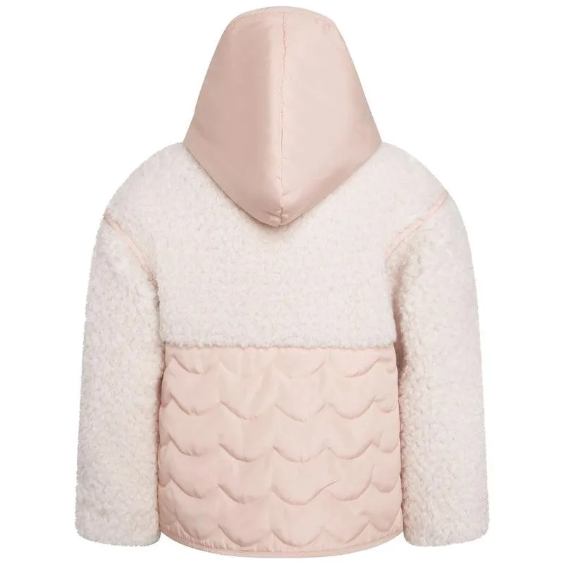 Girls Pink Quilted Hooded Jacket