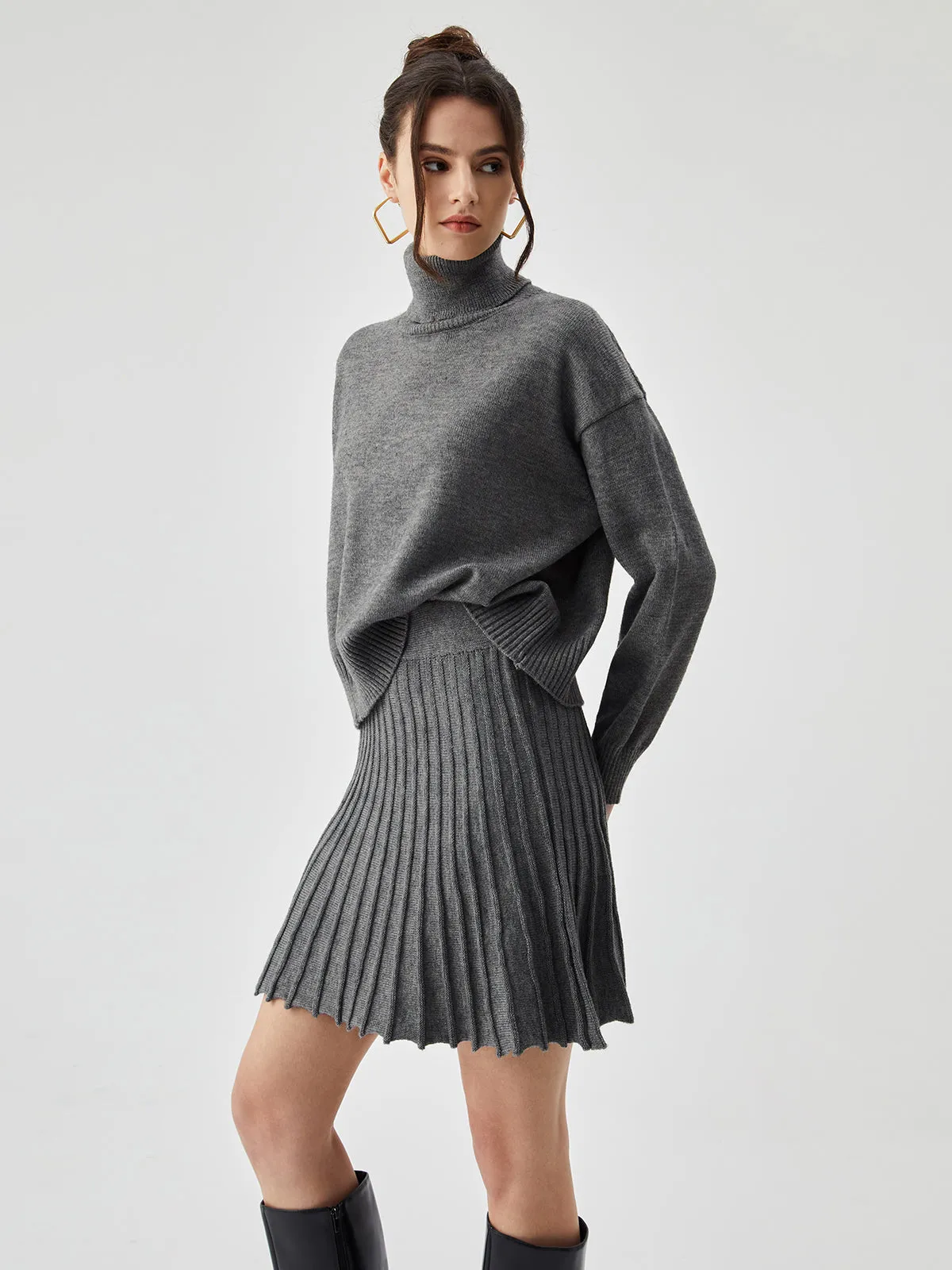 High Neck Graceful Knit Sweater