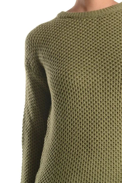 Honeycomb Stitch Sweater Top. w/ Elbow Patch