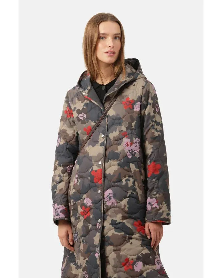 Ilse Jacobsen Long Quilted Hooded Print Coat