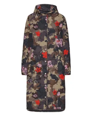 Ilse Jacobsen Long Quilted Hooded Print Coat