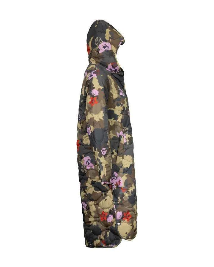 Ilse Jacobsen Long Quilted Hooded Print Coat