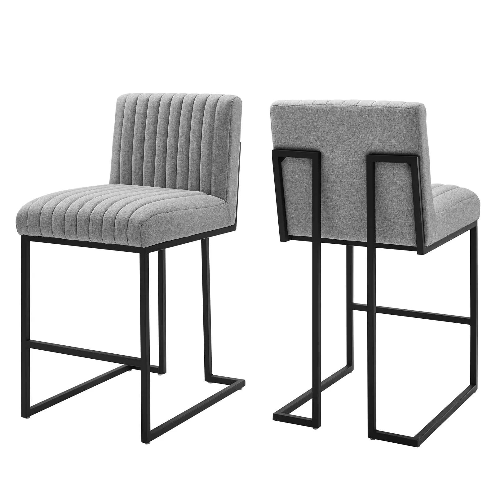 Indulge Channel Tufted Fabric Counter Stools - Set of 2 by Modway