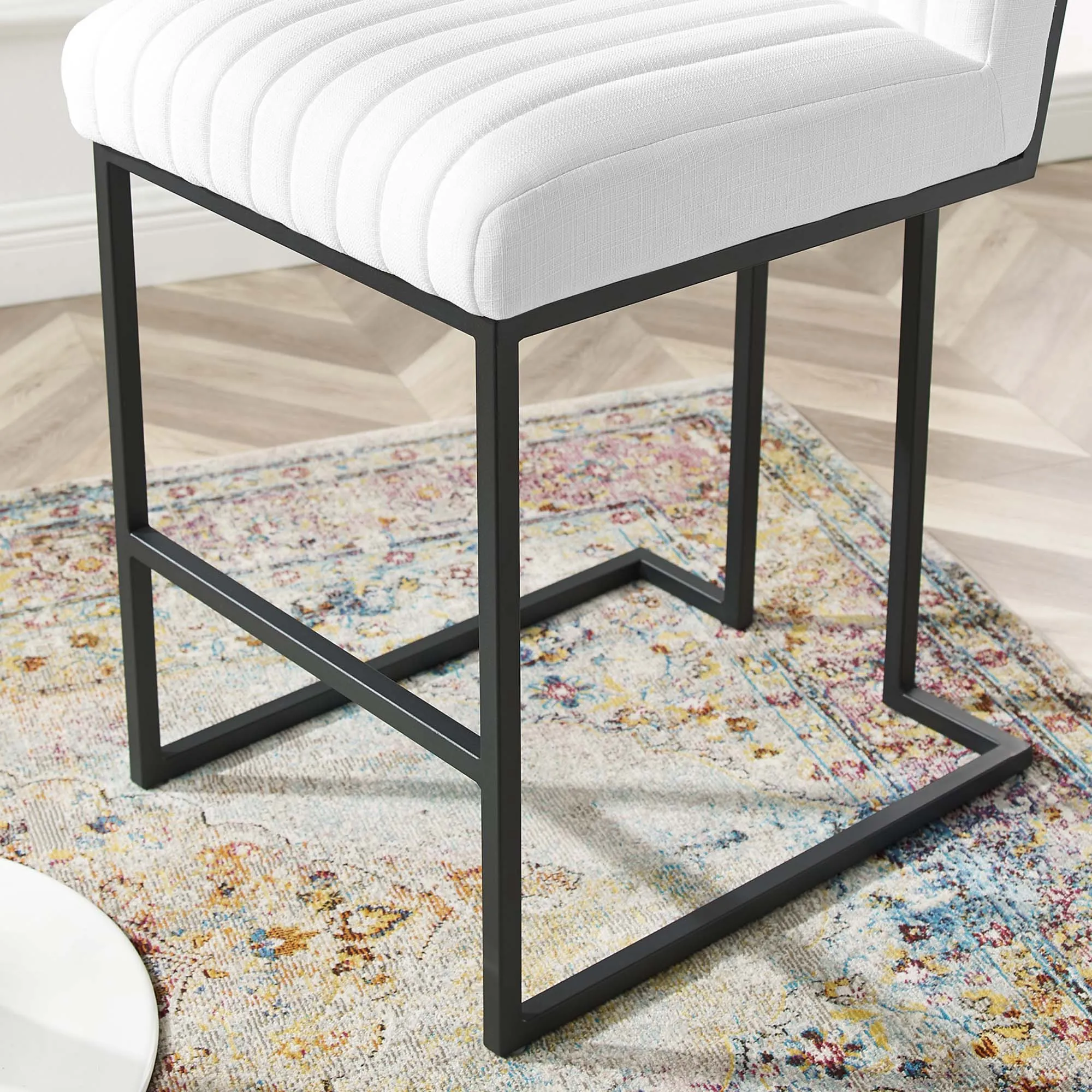 Indulge Channel Tufted Fabric Counter Stools - Set of 2 by Modway