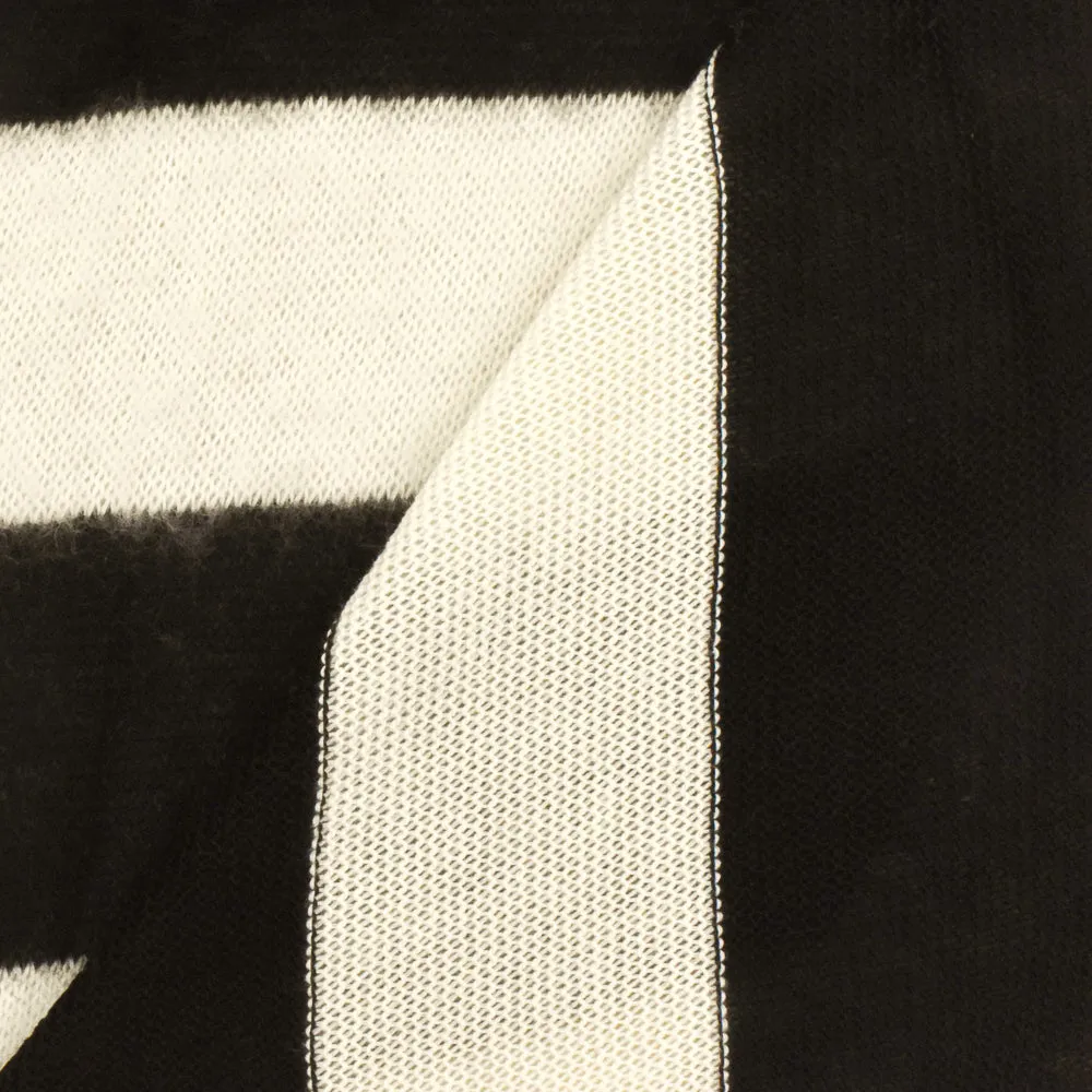 Ivory-Black Stripe Stretch Polyester Brushed Jersey Knit Fabric