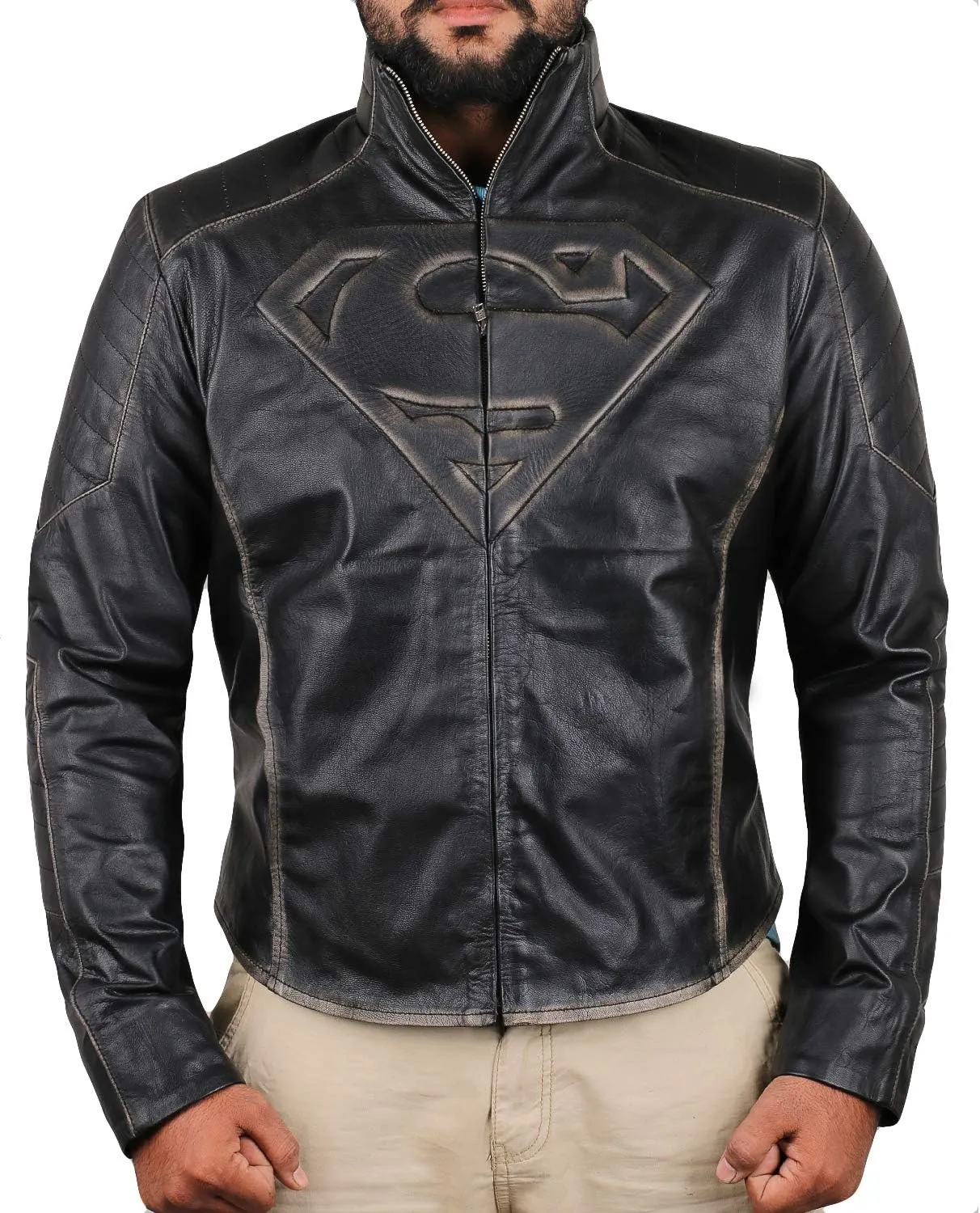 Justice League Superman Black Leather Jacket