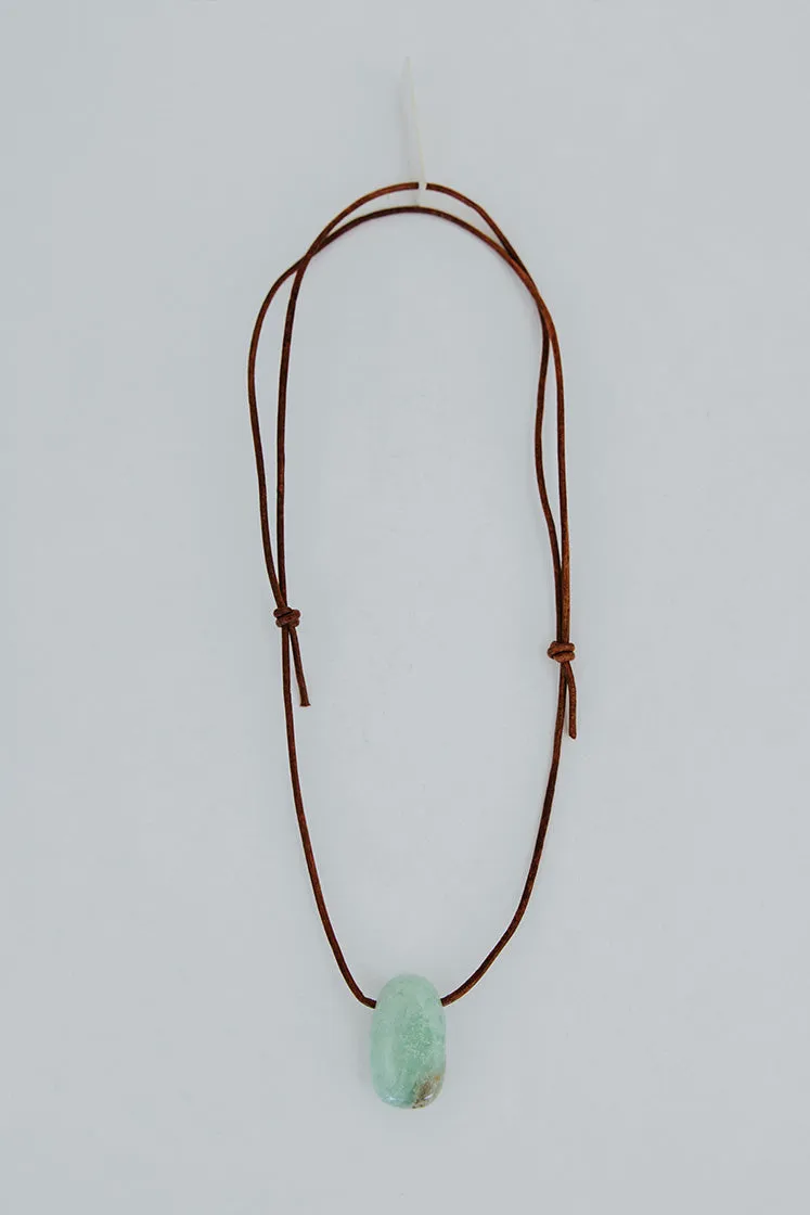 Leather Necklace - Chrysoprase