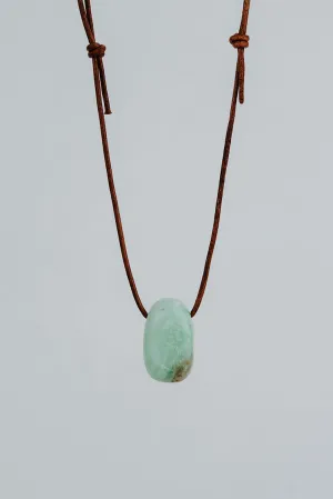 Leather Necklace - Chrysoprase