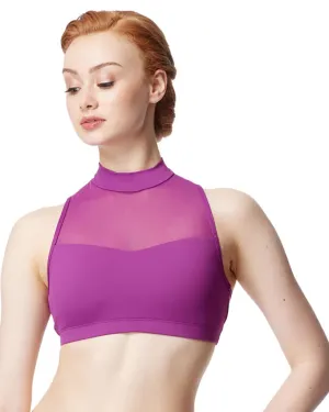 Lulli Dancewear Denize Mesh Mock Neck Bra Crop Top - LUB379 Womens