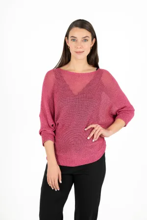 M Made in Italy – Knit Boat-Neck Sweater With 3/4 Length Sleeves