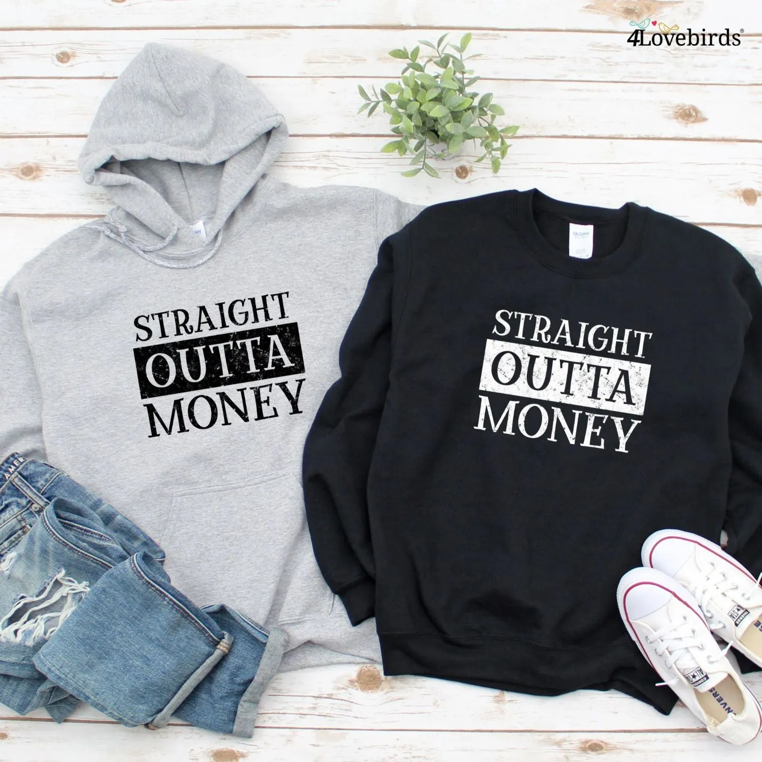 Matching Outfits: "Straight Outta Shopping & Money" Amusing Valentine Set for Couples!