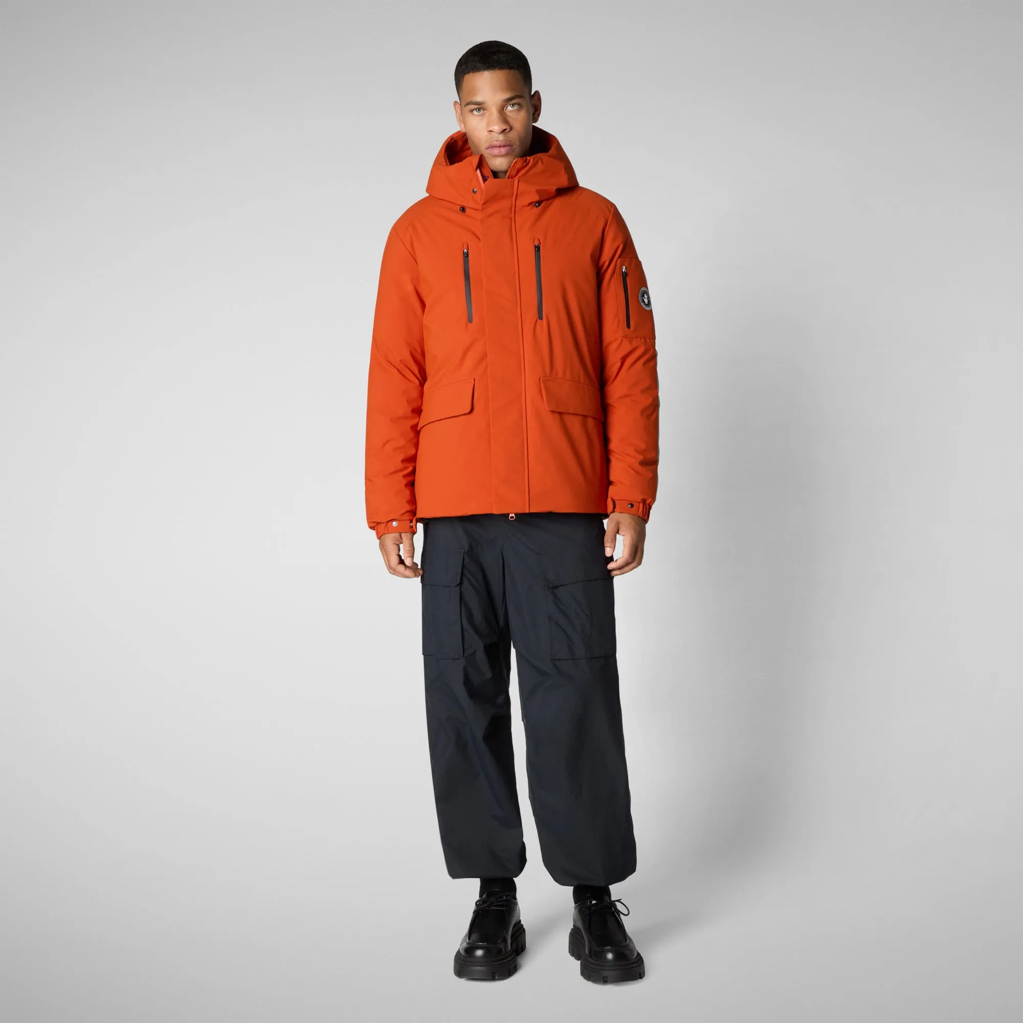 Men's  hooded parka Hiram in maple orange