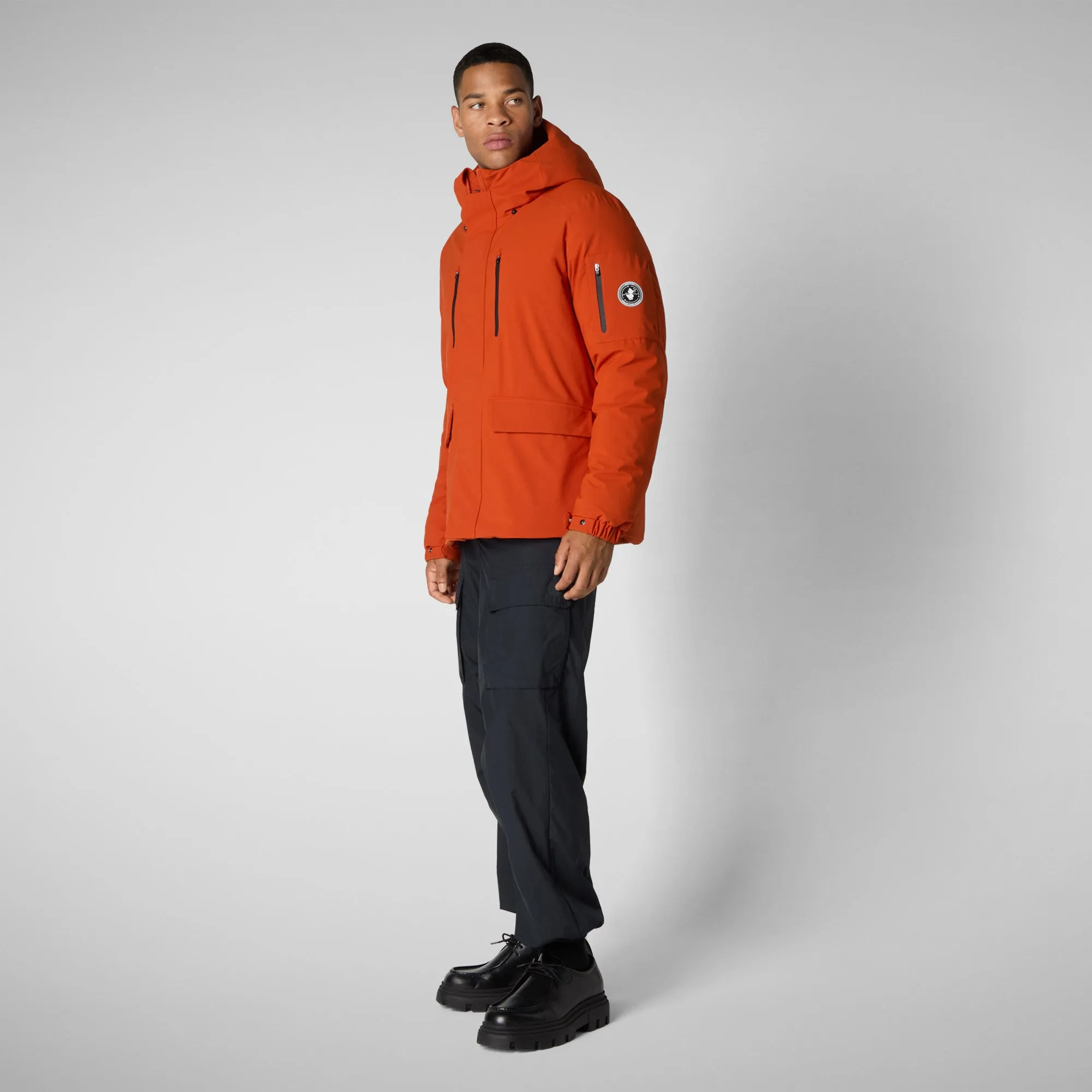 Men's  hooded parka Hiram in maple orange