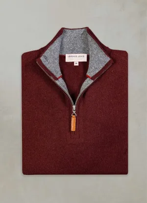 Men's Madison Quarter Zip Cashmere Sweater in Burgundy