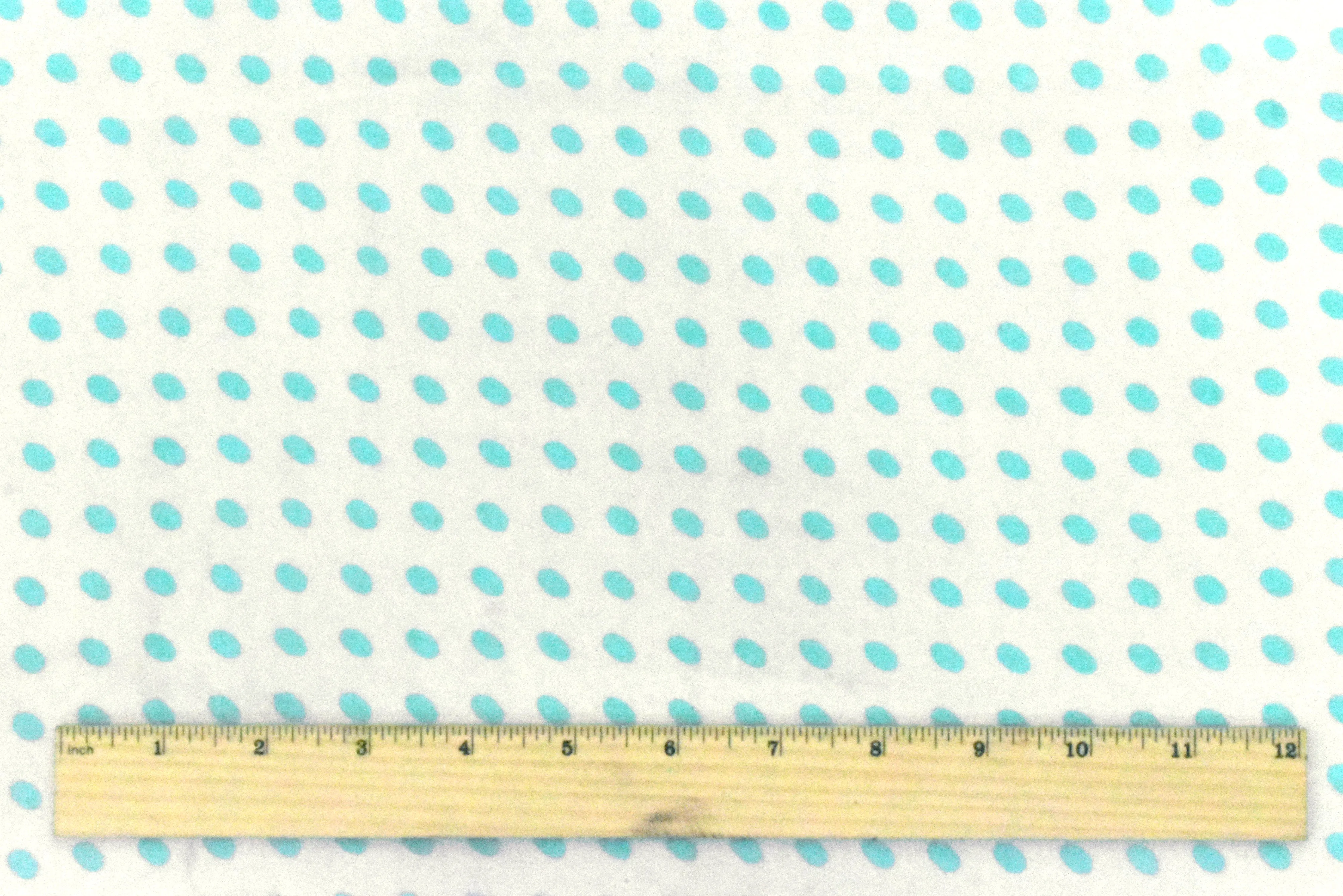 Pure White-Aqua Dot Printed Poly Chiffon Woven Fabric