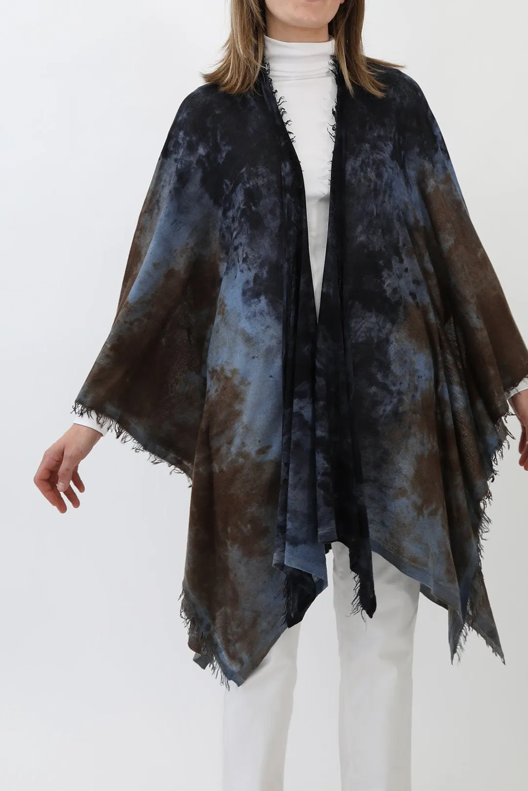 ROSELLA HANDPAINTED CASHMERE CARDIGAN IN MIDNIGHT SHORES