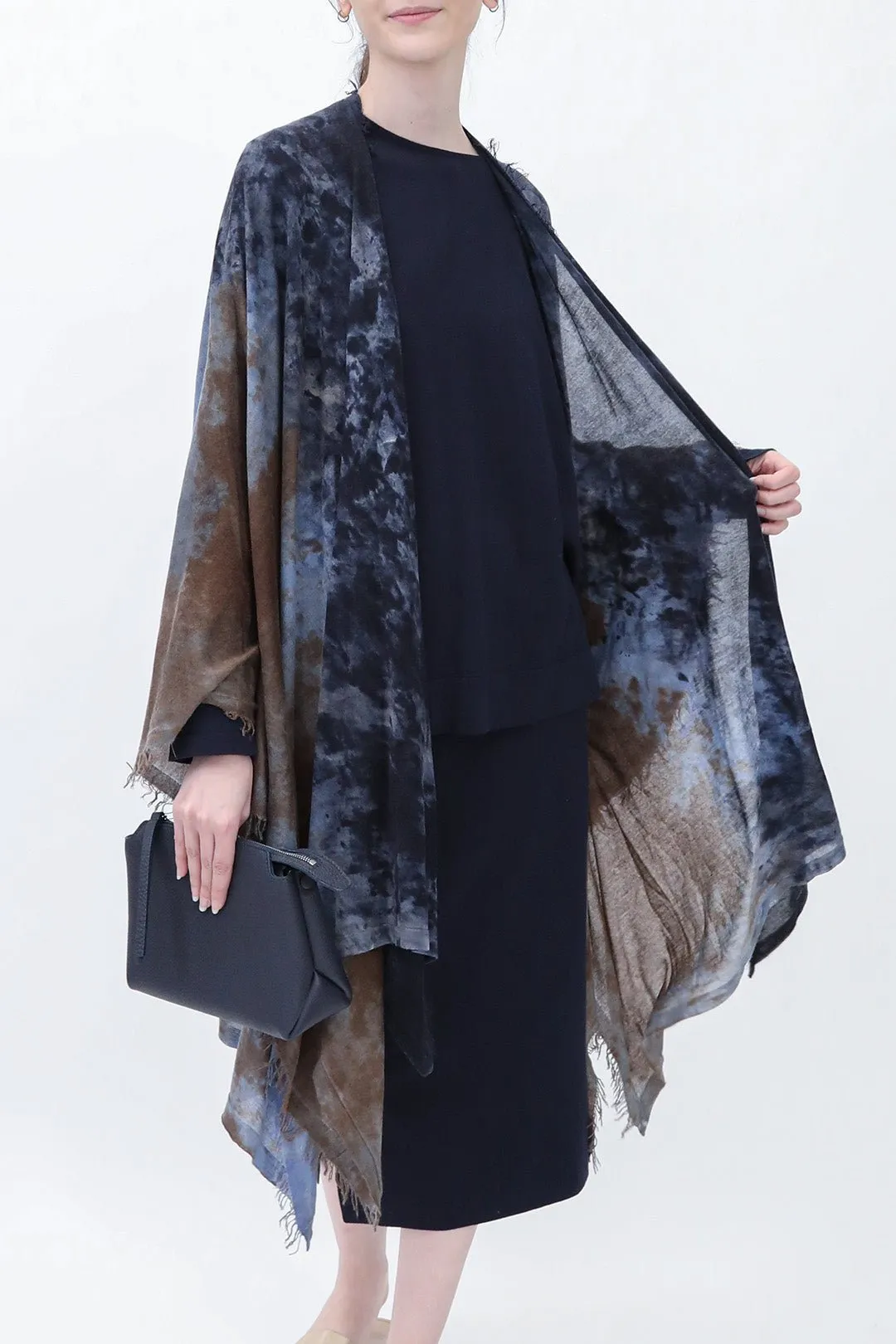 ROSELLA HANDPAINTED CASHMERE CARDIGAN IN MIDNIGHT SHORES