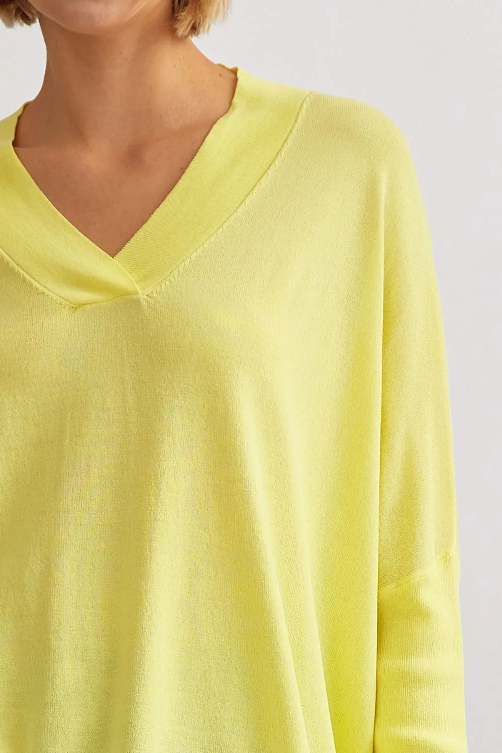 Shay V-Neck Knit Top - Lemon