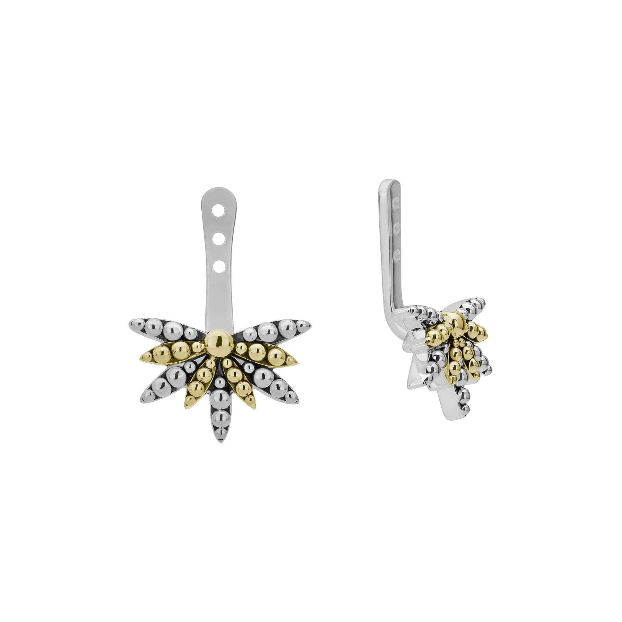 Signature Caviar Two-Tone Stud Earrings with Earring Jacket